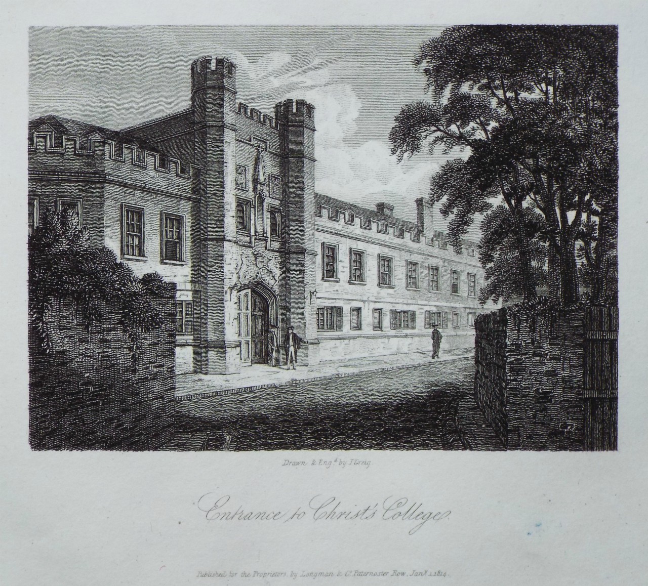 Print - Entrance to Christ's College. - Greig
