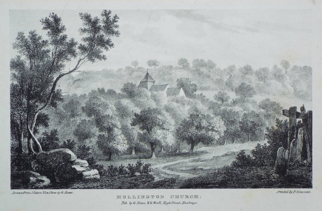Lithograph - Hollington Church. - Rowe
