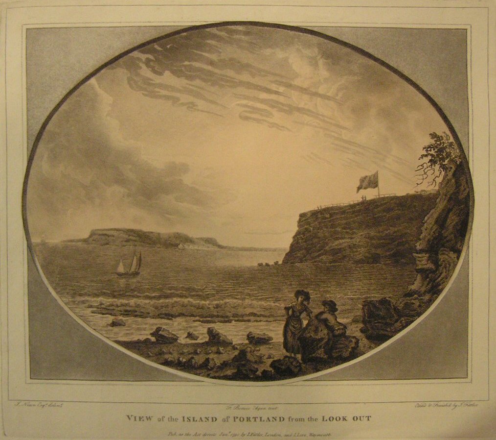 Aquatint - View of the Island of Portland from the Lookout - Bernie