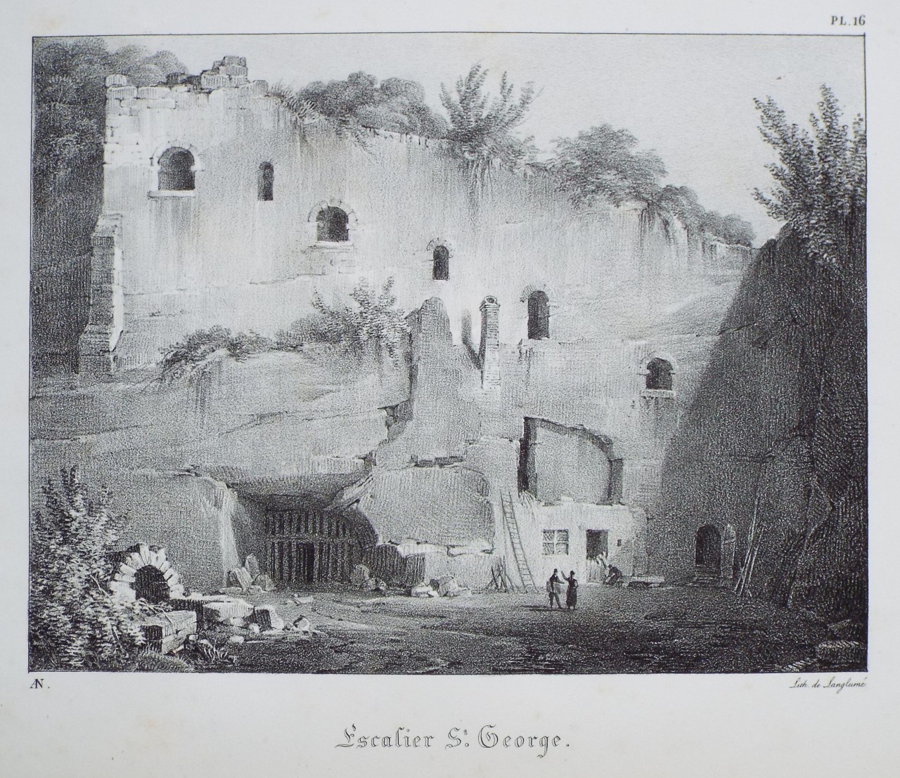 Lithograph - L'Escalier St. George.