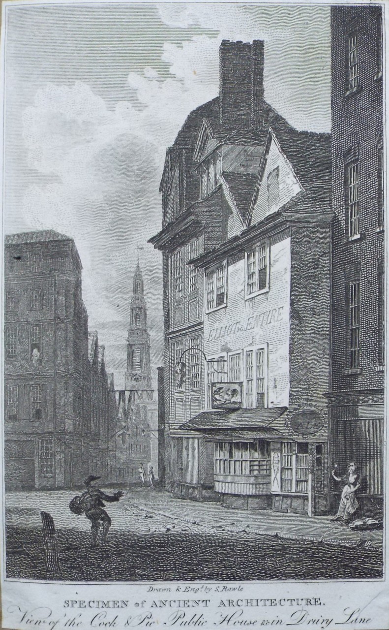 Print - Specimen of Ancient Architecture. View of the Cock & Pie Public House in Drury Lane - Rawle