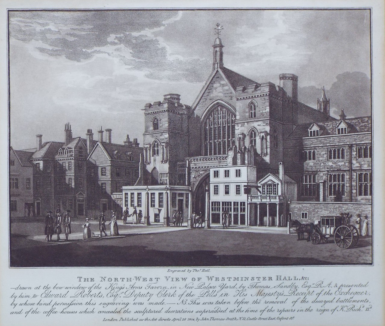 Aquatint - The North-West View of Westminster Hall, &c. - Hall