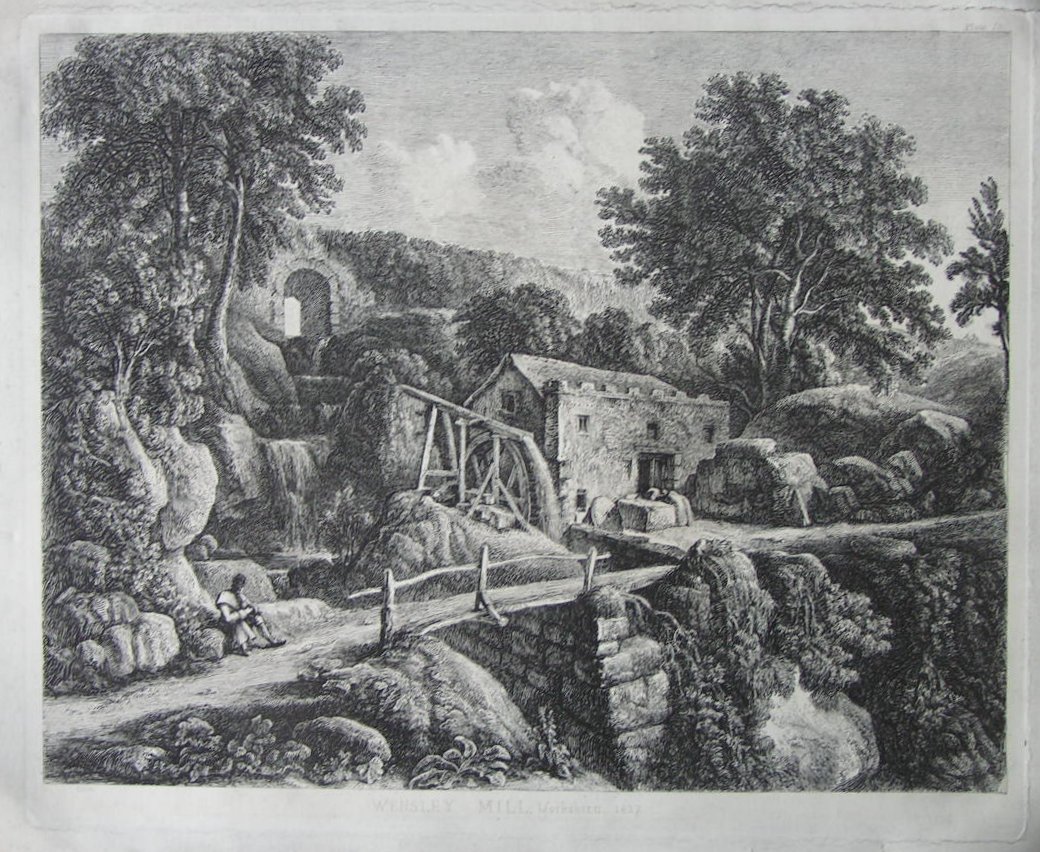 Etching - Wensley Mill, Yorkshire 1827 - Cuitt