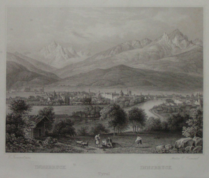 Lithograph - Innsbruck Tyrol - Frommel