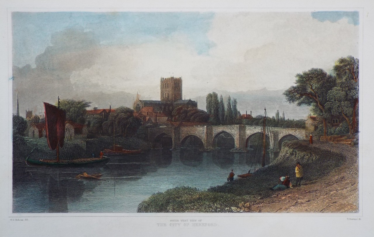 Print - South West View of the City of Hereford. - Jeavons