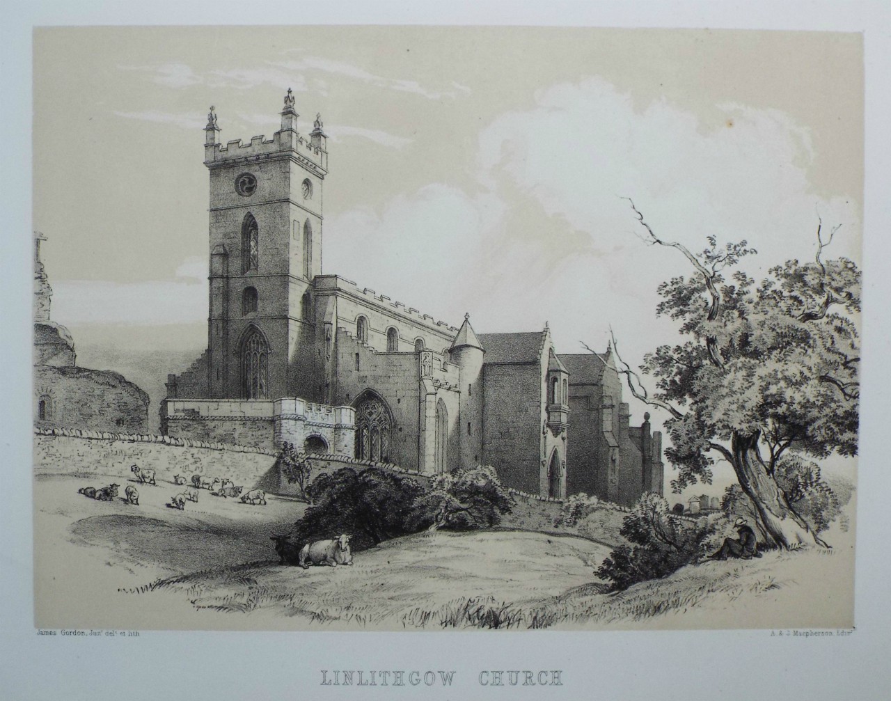 Lithograph - Linlithgow Church - Gordon