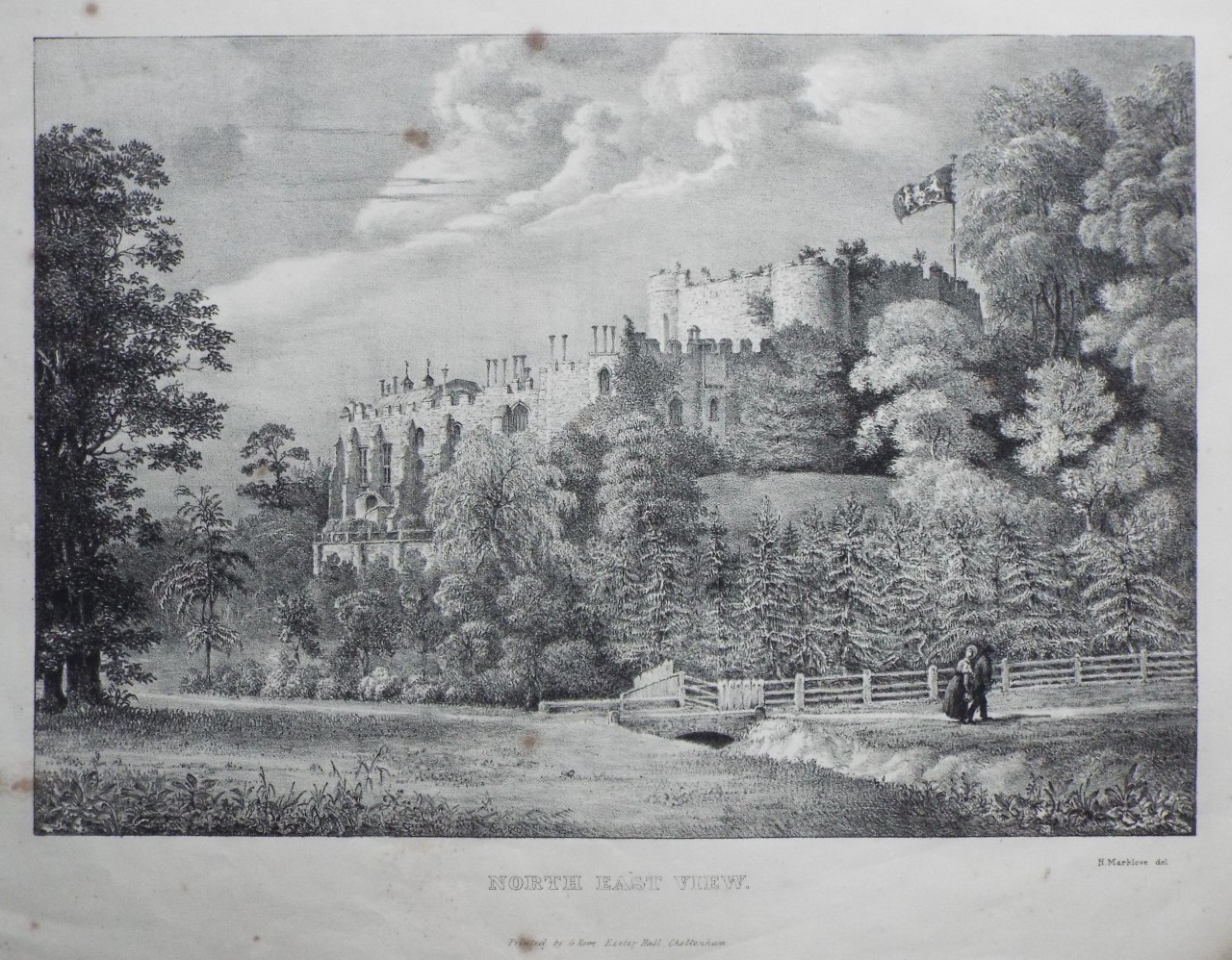 Lithograph - North East View (of Berkeley Castle)