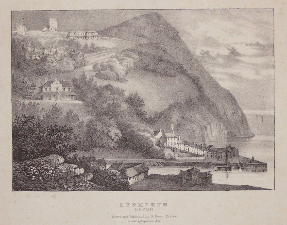 Lithograph - Lynmouth. Devon. - Rowe