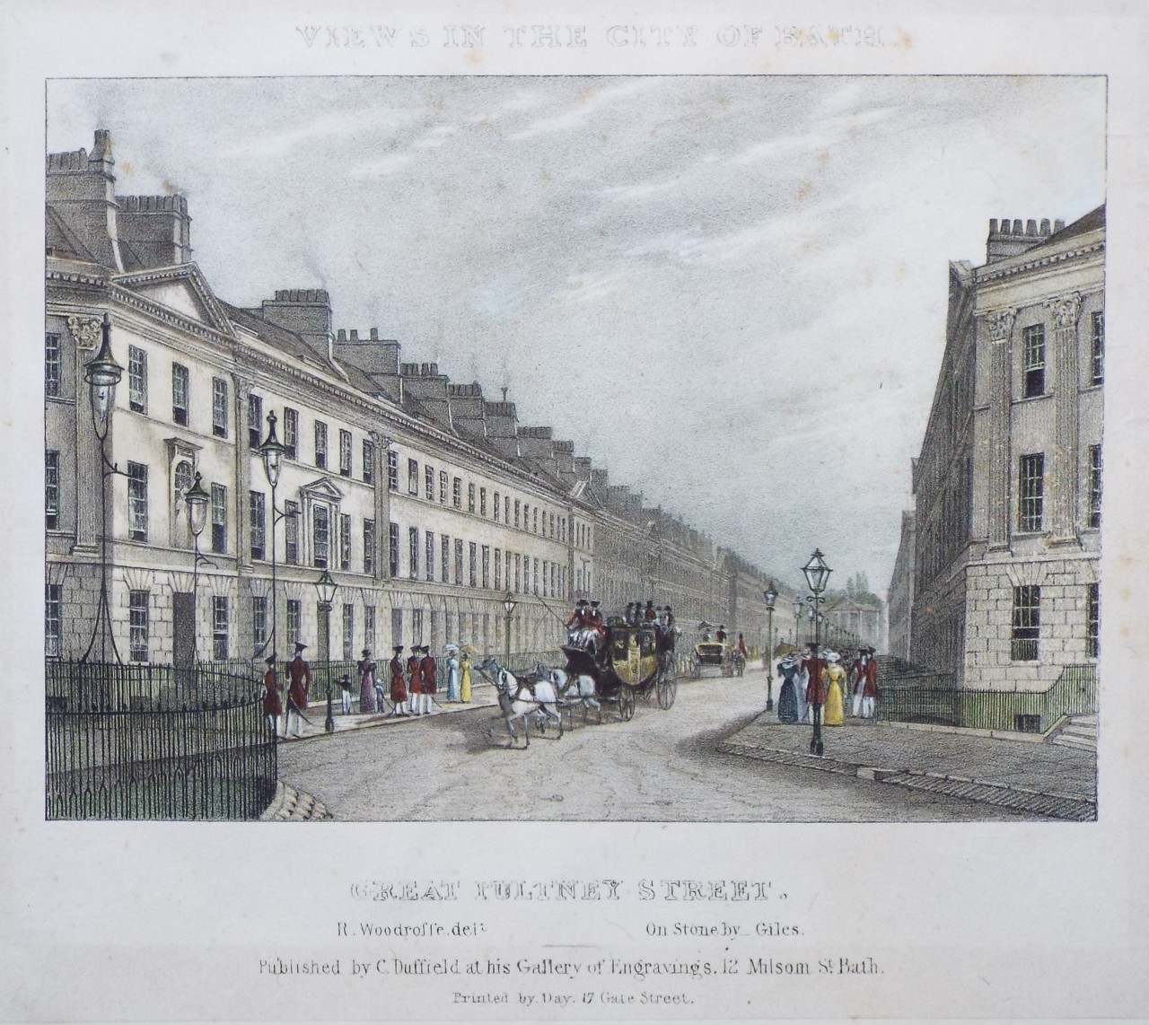 Lithograph - Views in the City of Bath. Great Pulteney Street. - 