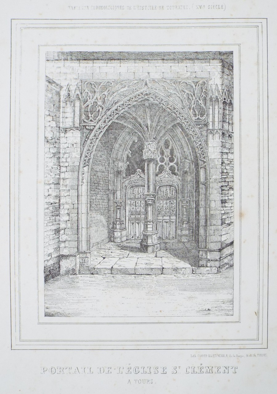 Lithograph - Portailde l'Eglise St. Clement a Tours.
