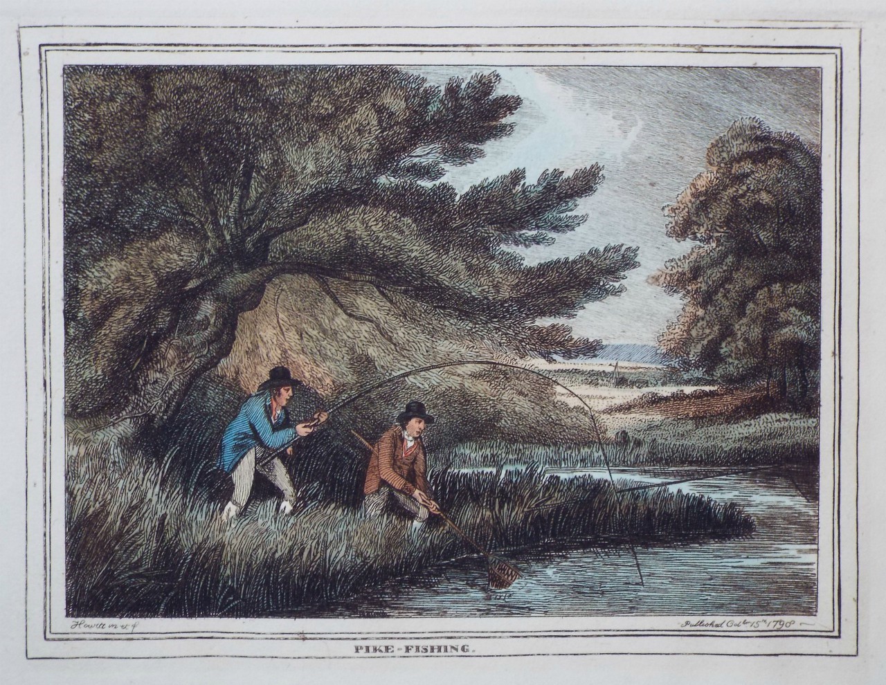 Etching - Pike-Fishing. - Howitt