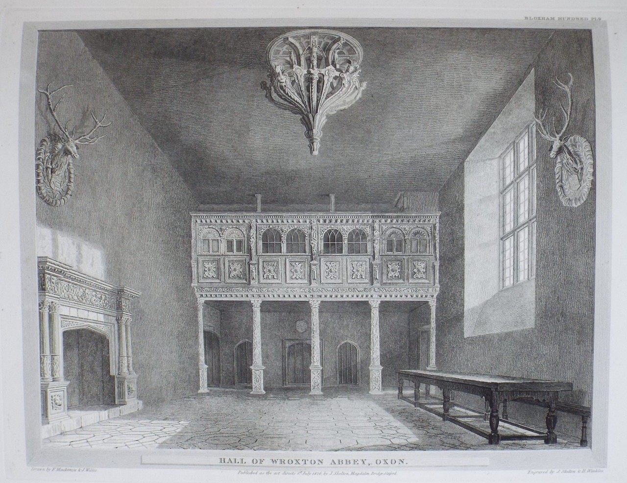 Print - Hall of Wroxton Abbey, Oxon. - Skelton
