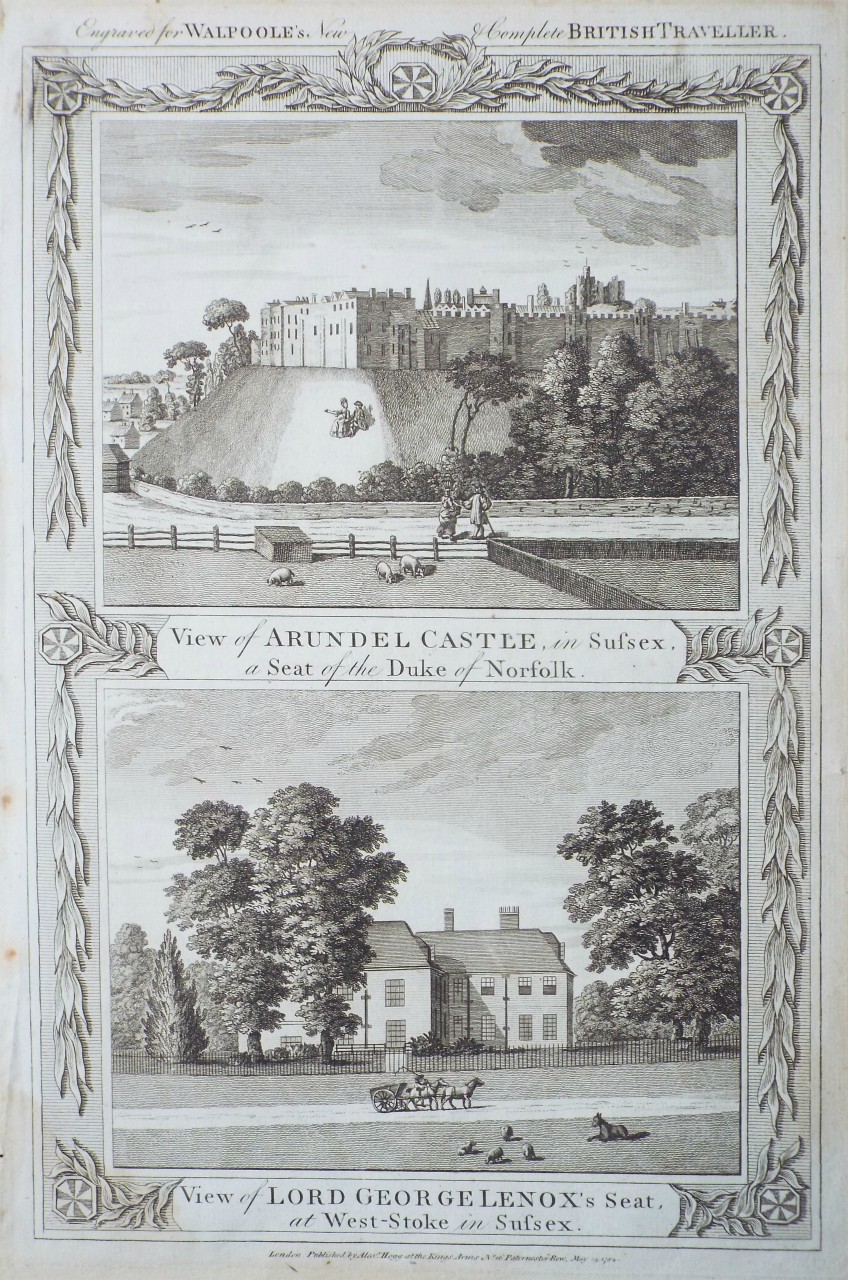 Print - View of Arundel Castle, in Sussex, a Seat of the Duke of Norfolk.
View of George Lenox's Seat, at West-Stoke in Sussex.