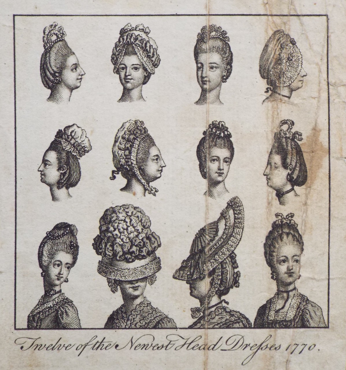 Print - Twelve of the Newest Head Dresses 1770.