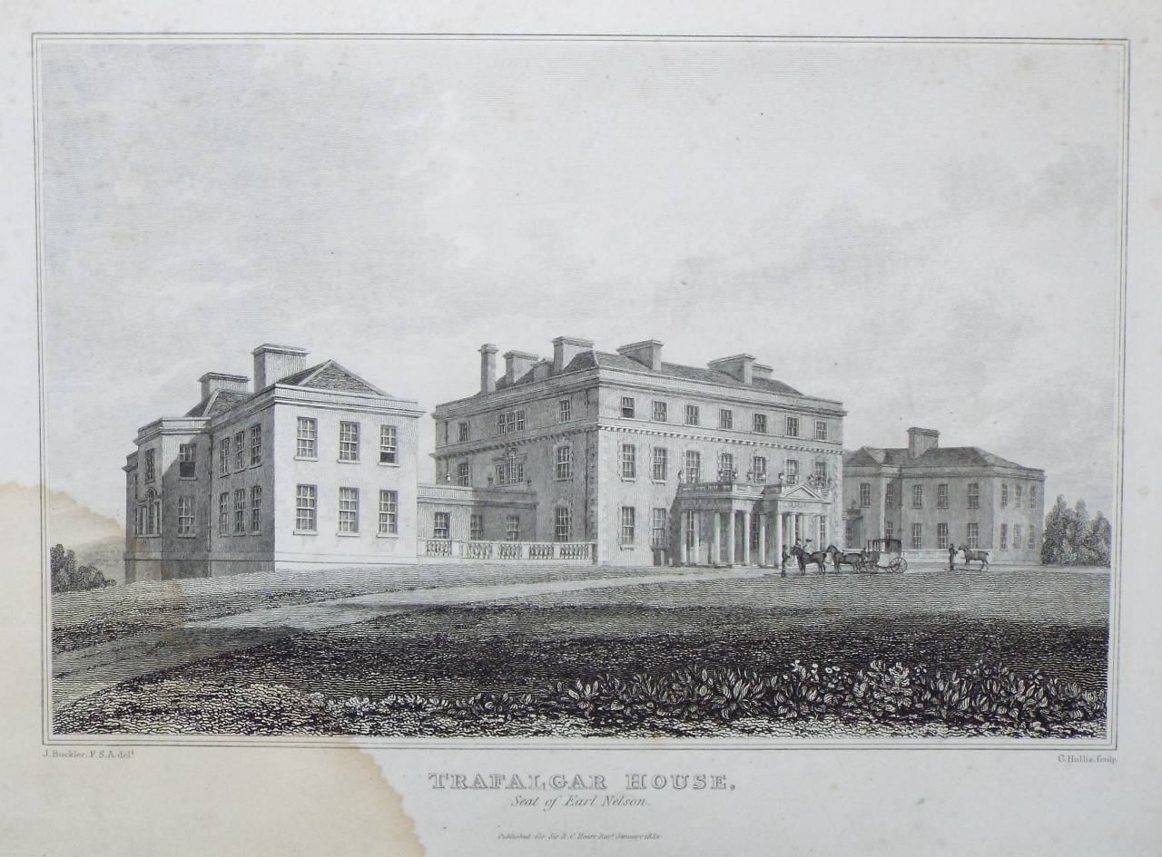 Print - Trafalgar House. Seat of Earl Nelson. - Hollis