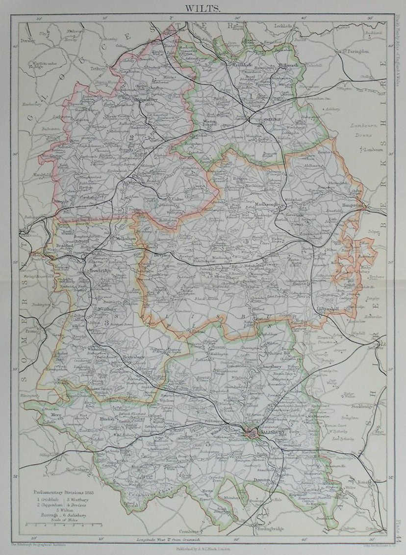 Map of Wiltshire - Black