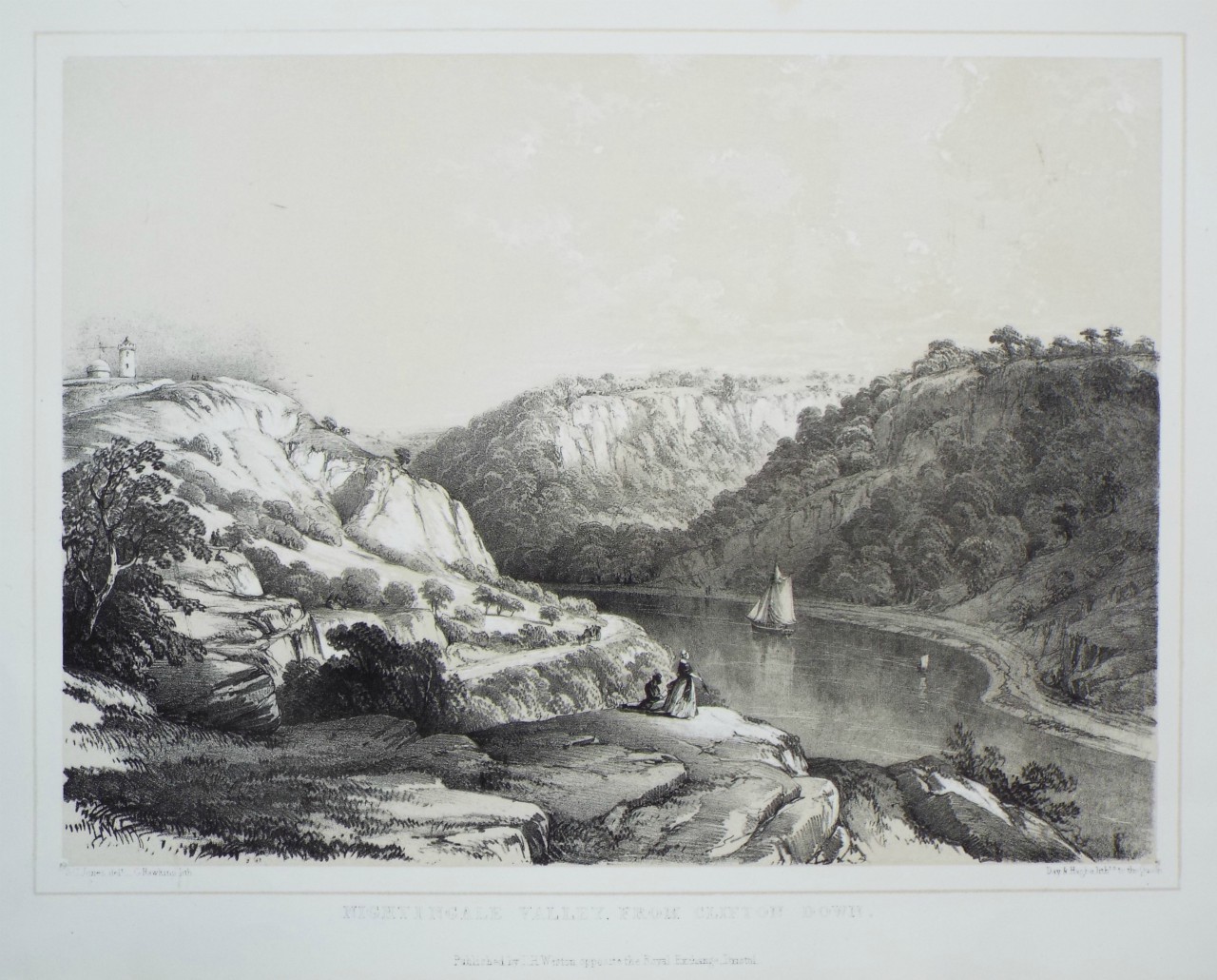 Lithograph - Nightingale Valley, from Clifton Down. - Hawkins