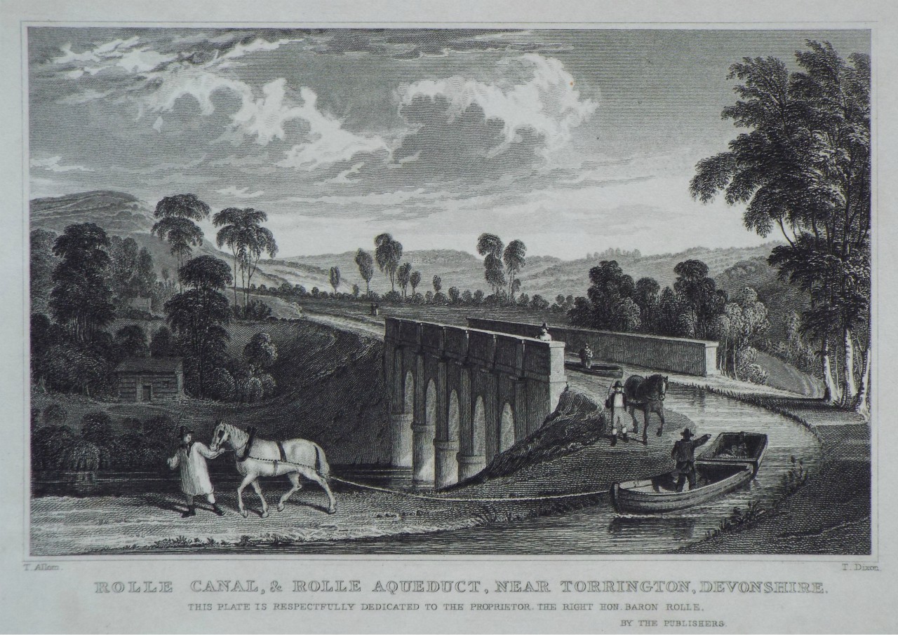 Print - Rolle Canal, & Rolle Aqueduct, near Torrington, Devonshire. - Dixon