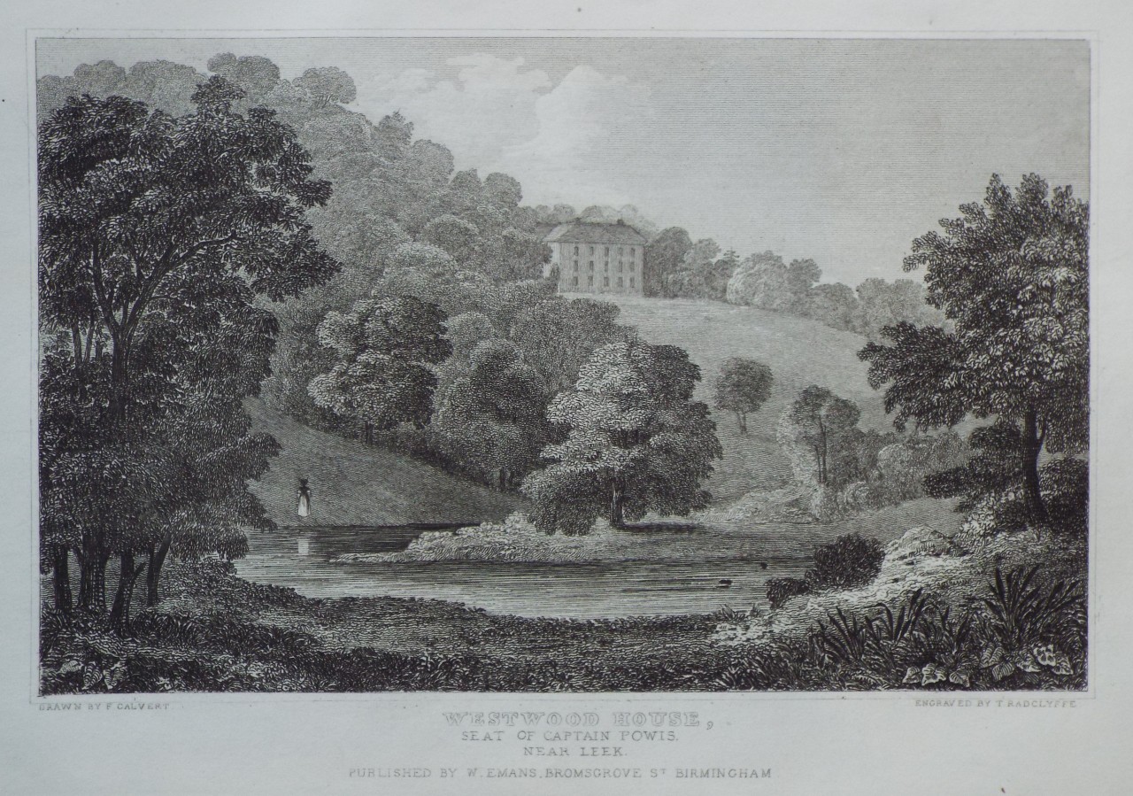 Print - Westwood House, Seat of Captain Powys. Near Leek. - Radclyffe