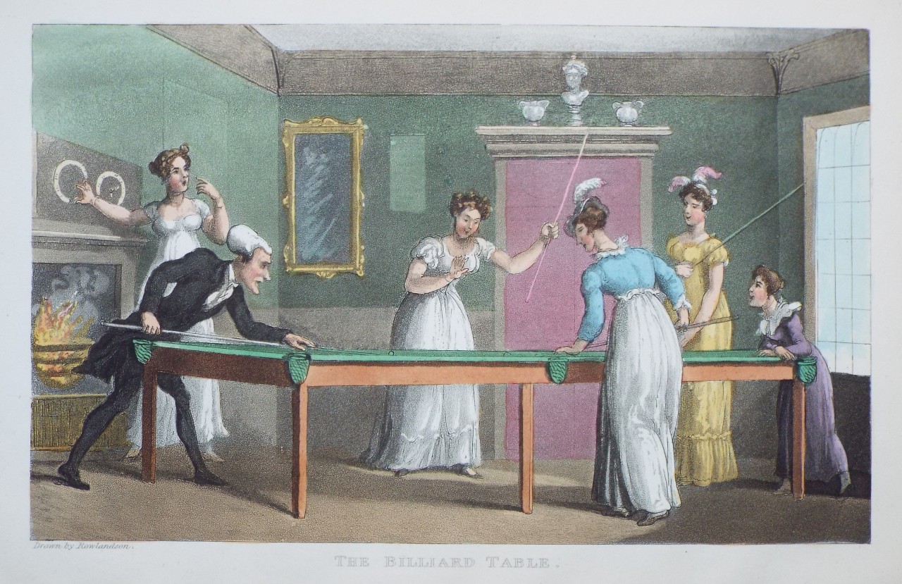 Aquatint - The Billiard Table. - Rowlandson