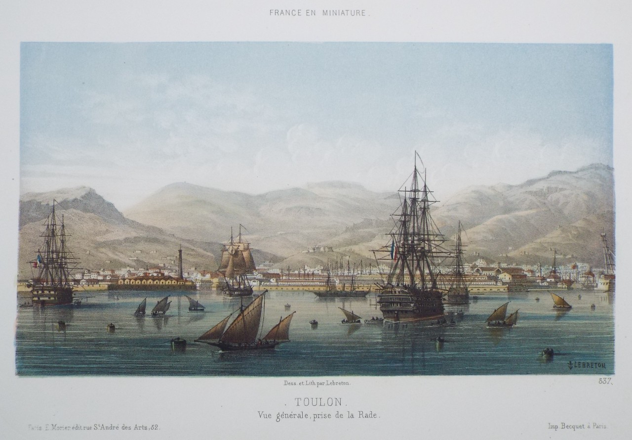 Lithograph - Toulon. Vue generale, prise de la Rade. - 
