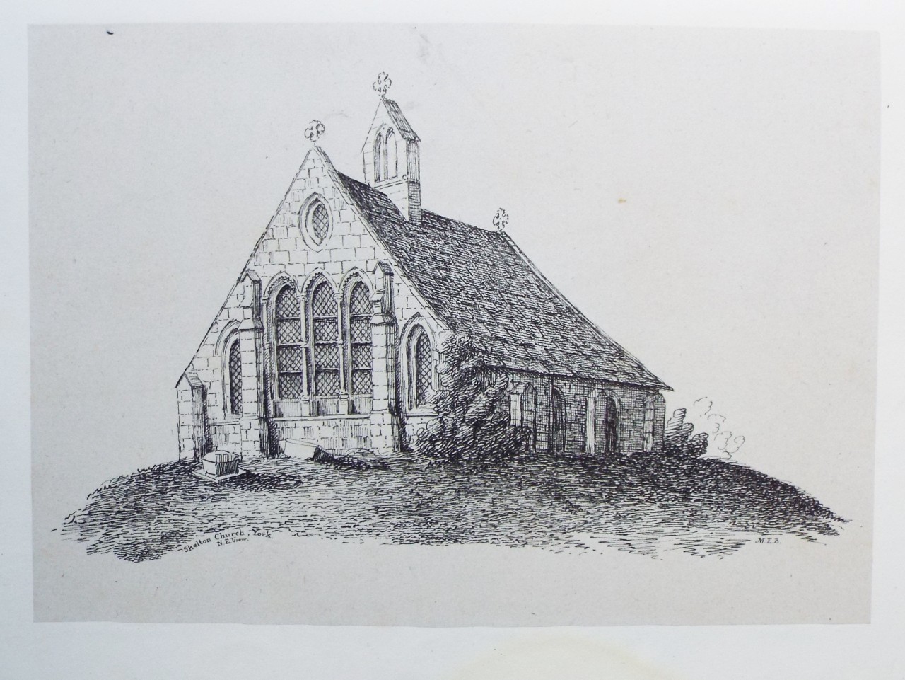 Lithograph - Skelton Church, York. N. E. View.