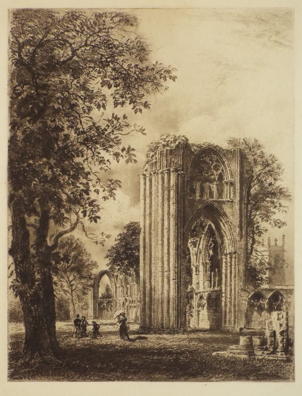 Etching - (St. Mary's Abbey, York)