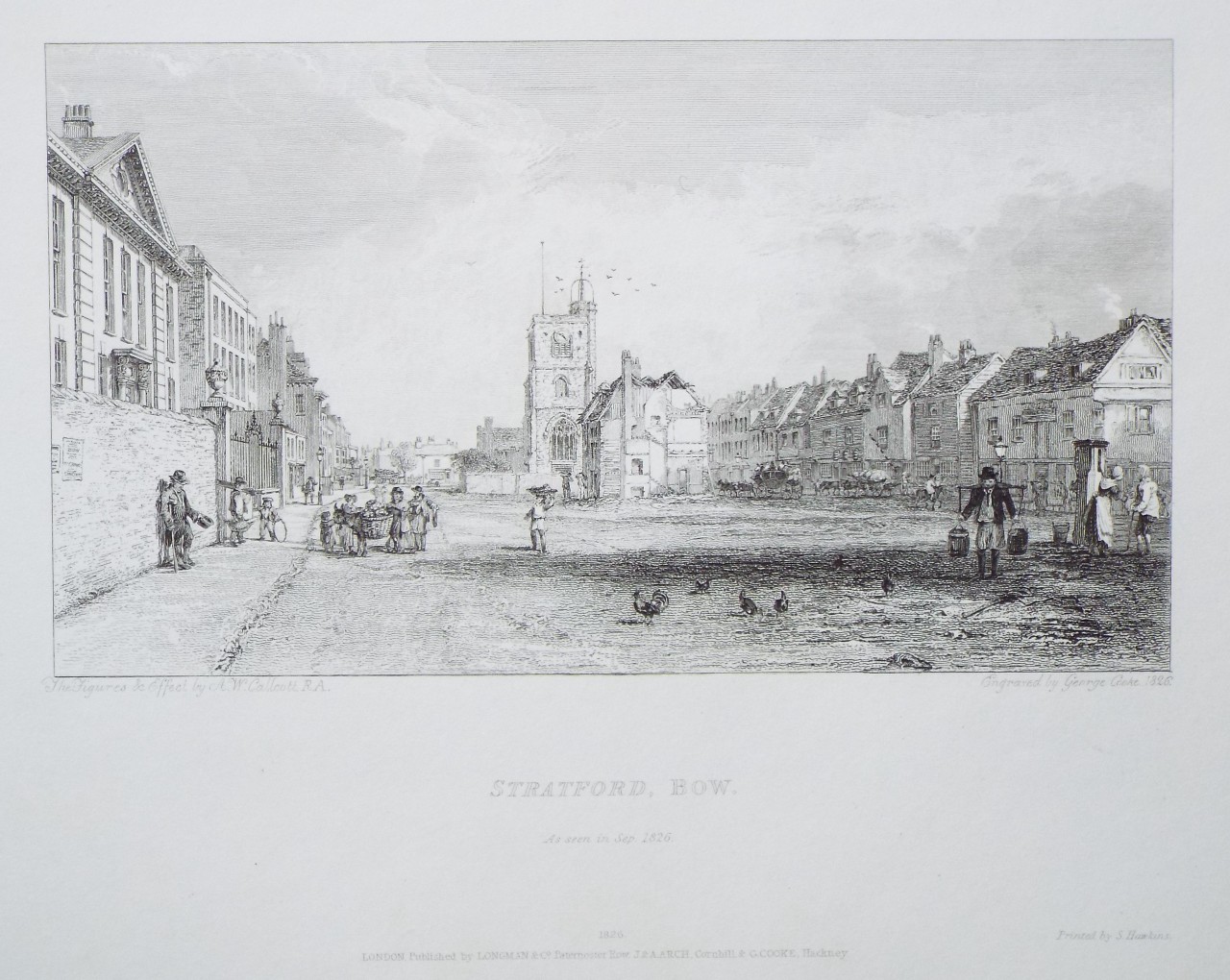 Print - Stratford, Bow as seen in Sep 1826 - Cooke