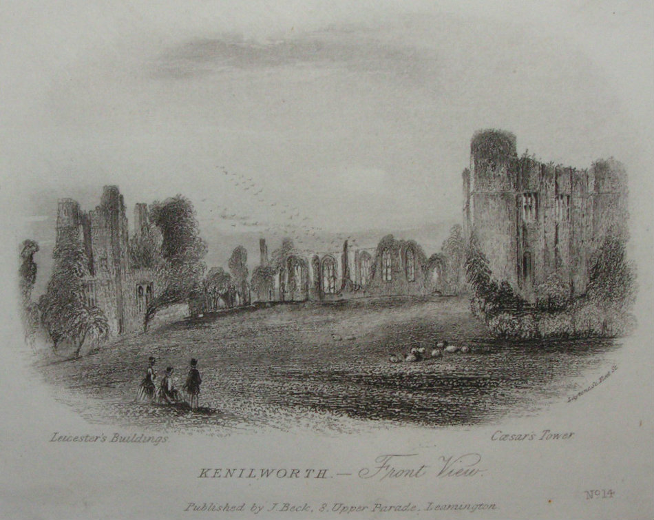 Steel Vignette - Kenilworth - Front View. Leicester's Buildings. Caesar's Tower. - 