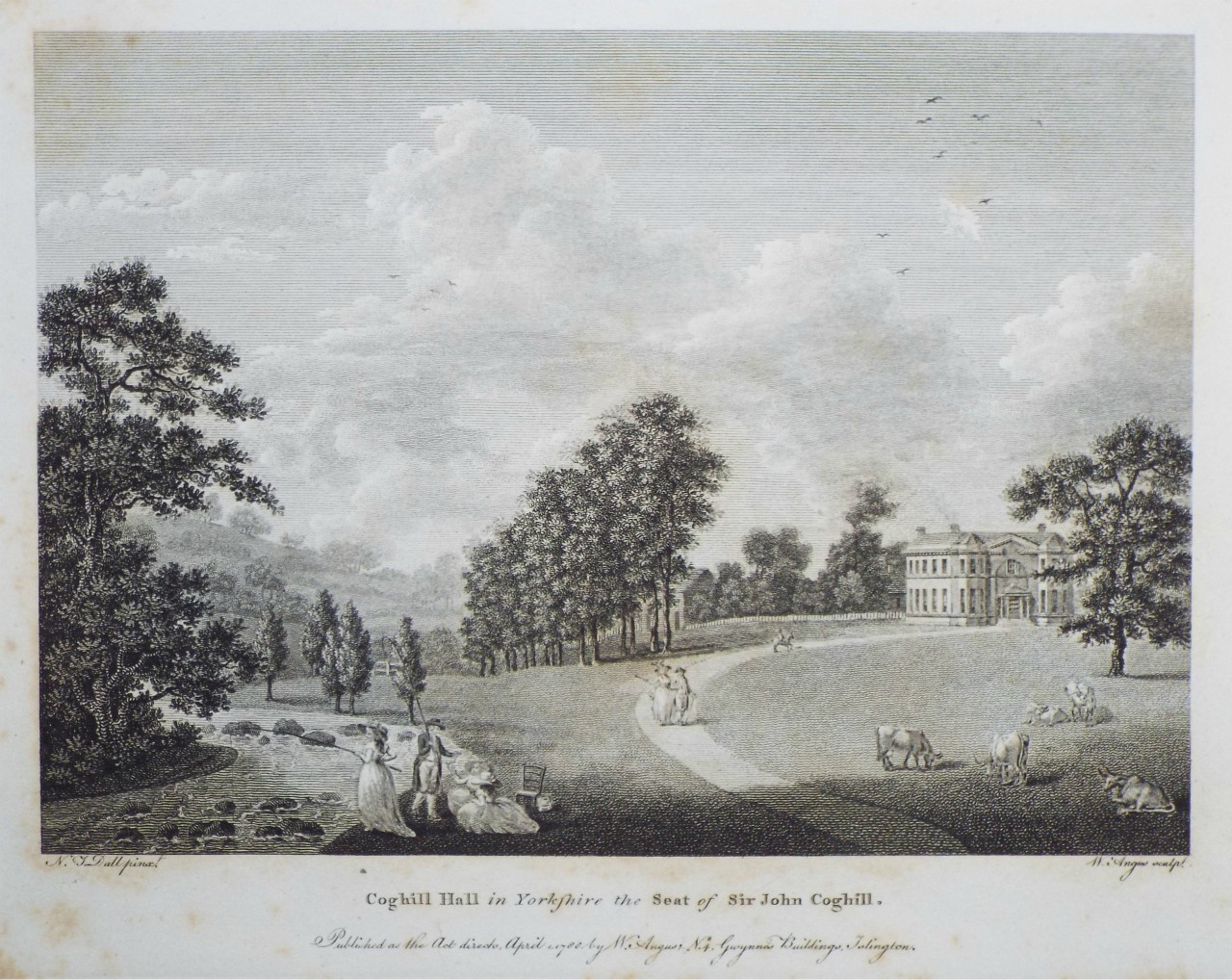 Print - Coghill Hall in Yorkshire the Seat of Sir John Coghill. - Angus