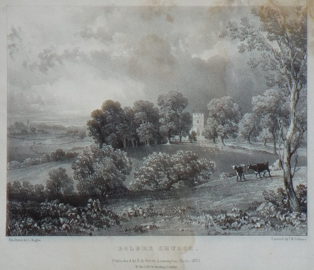 Lithograph - Boldre Church. - Haghe