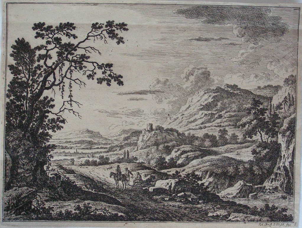 Etching - (Arcadian landscape with figures) - Dietzsch