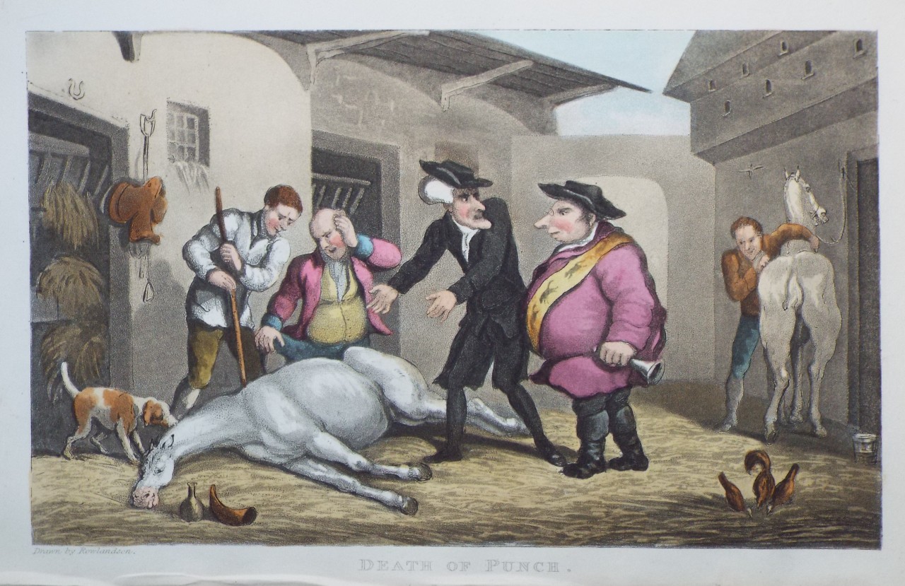 Aquatint - Death of Punch. - Rowlandson