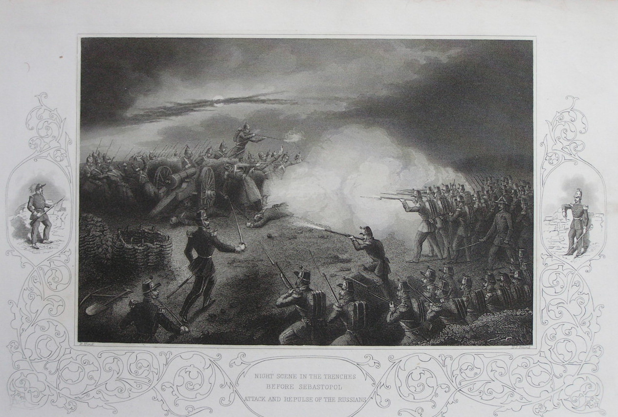 Print - Night Scene in the Trenches Before Sebastopol Attack and Repulse of the Russians - Pound