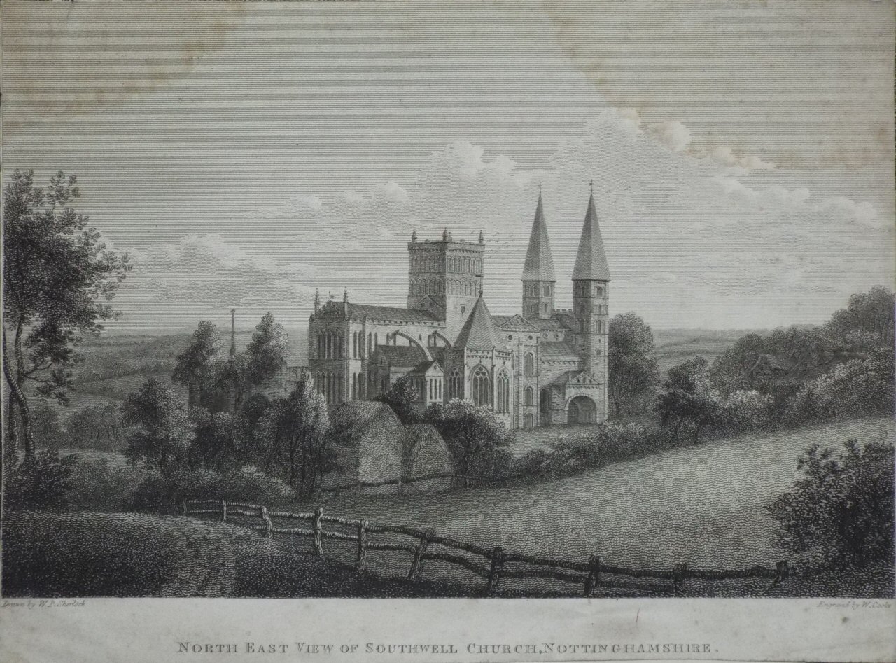 Print - North East View of Southwell Church, Nottinghamshire. - Cooke