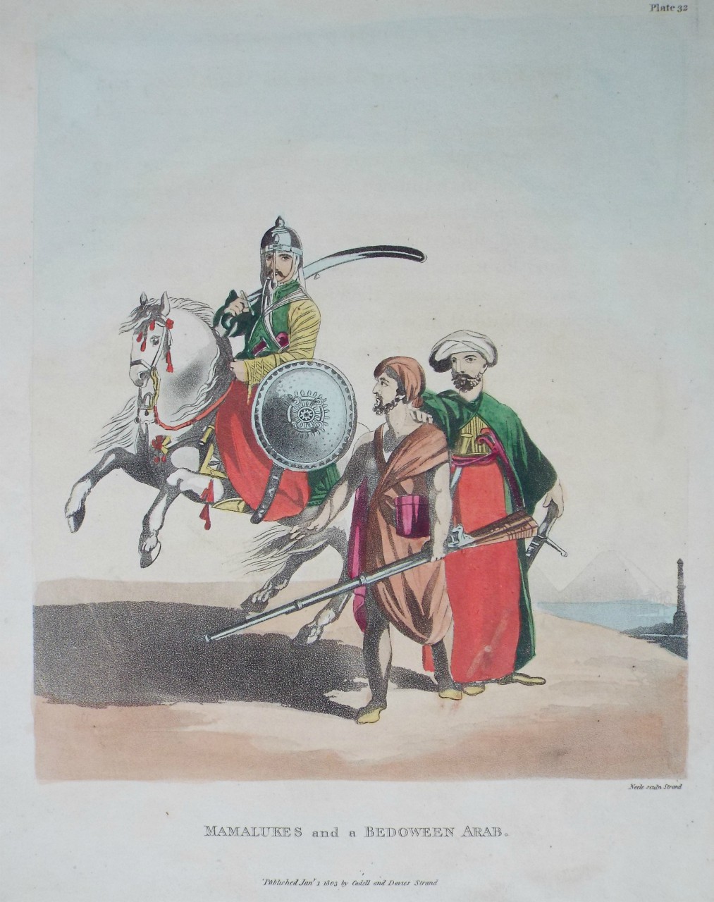 Aquatint - Mamalukes and a Bedoween Arab. - 