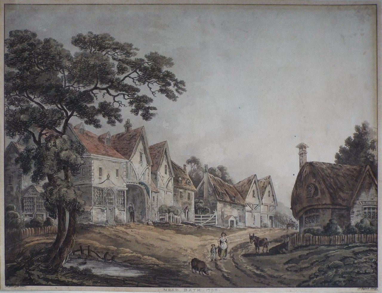 Aquatint - A View at Acton Town, Middlesex. - Hassell