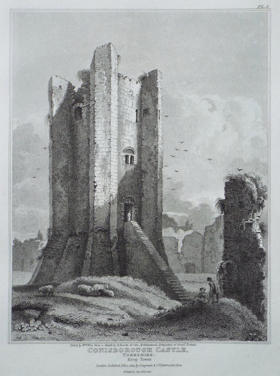 Print - Conisbrough Castle, Yorkshire. Keep Tower - Wise
