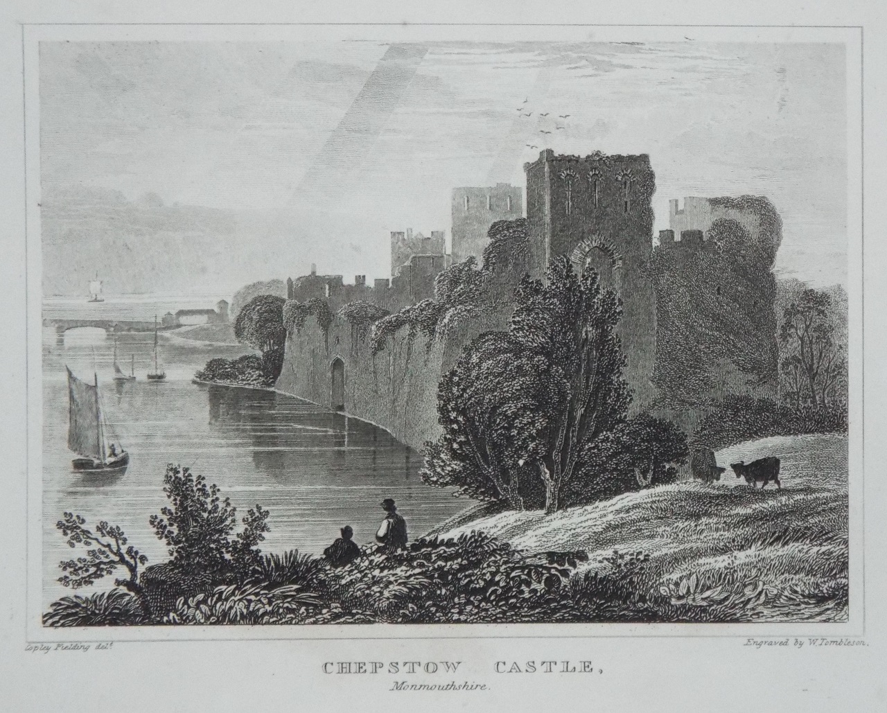 Print - Chepstow Castle, Monmouthshire. - Fielding