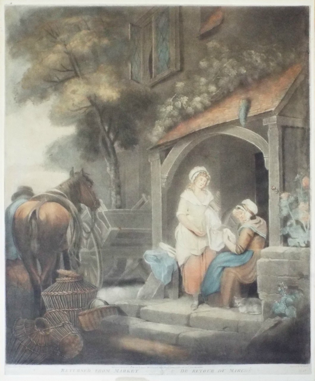 Mezzotint - Returning from Market. De Retour de Marche. - Annis