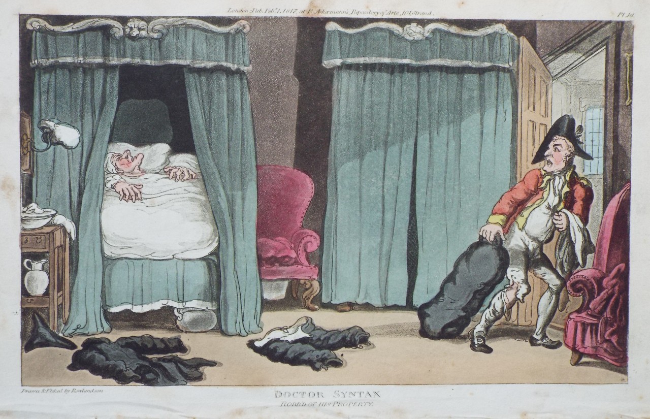 Aquatint - Doctor Syntax Robb'd of his Property. - Rowlandson