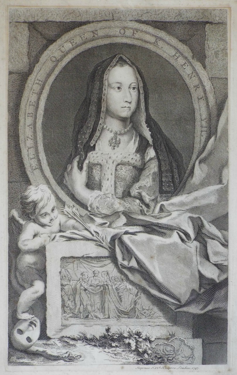 Print - Elizabeth Queen of Henry VII. - Houbraken