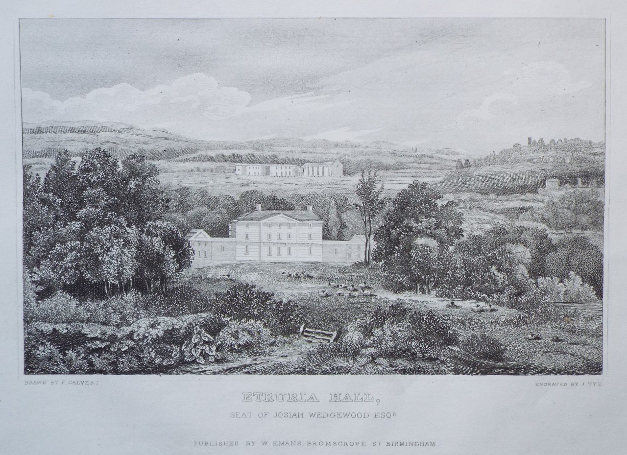 Print - Etruria Hall, Seat of Josiah Wedgewood Esqr. - Radclyffe