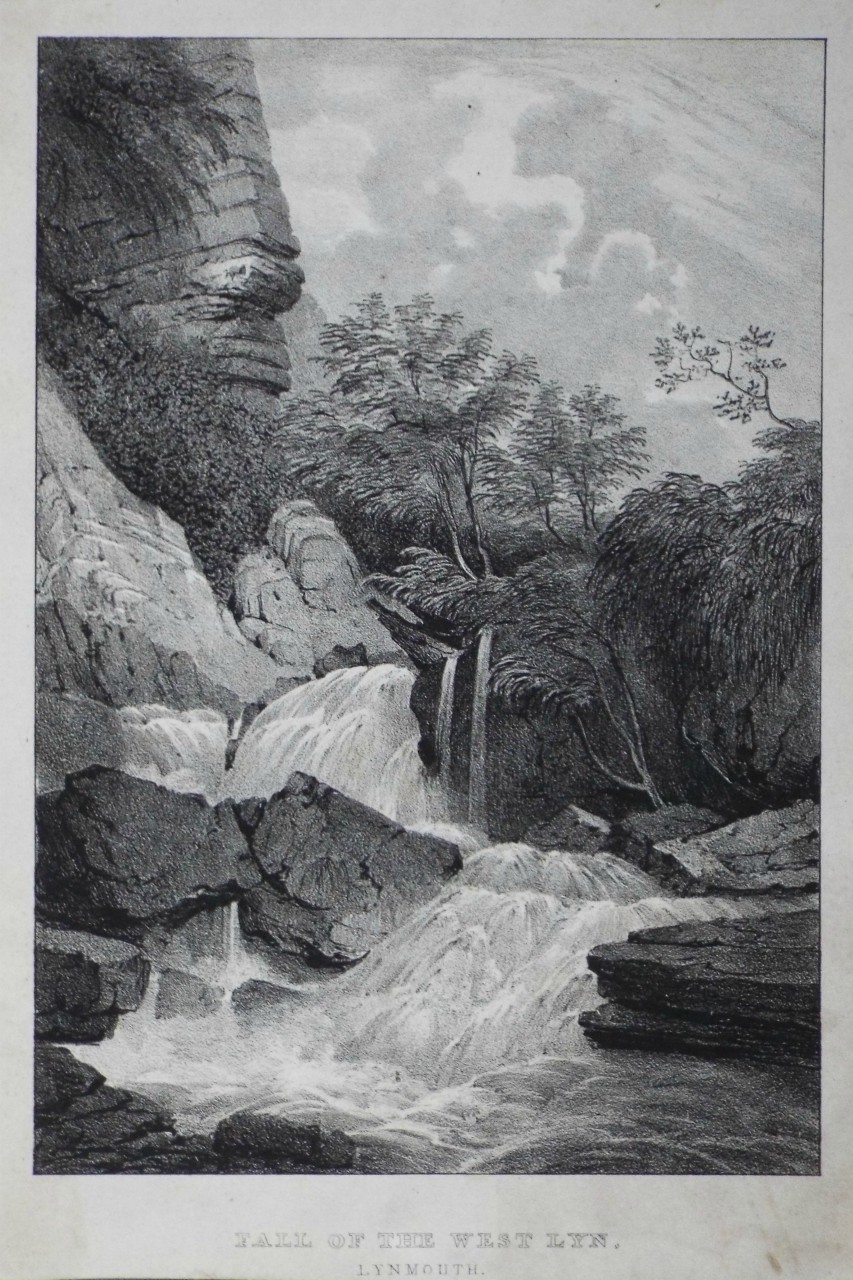 Lithograph - Fall of the West Lyn, Lynmouth.