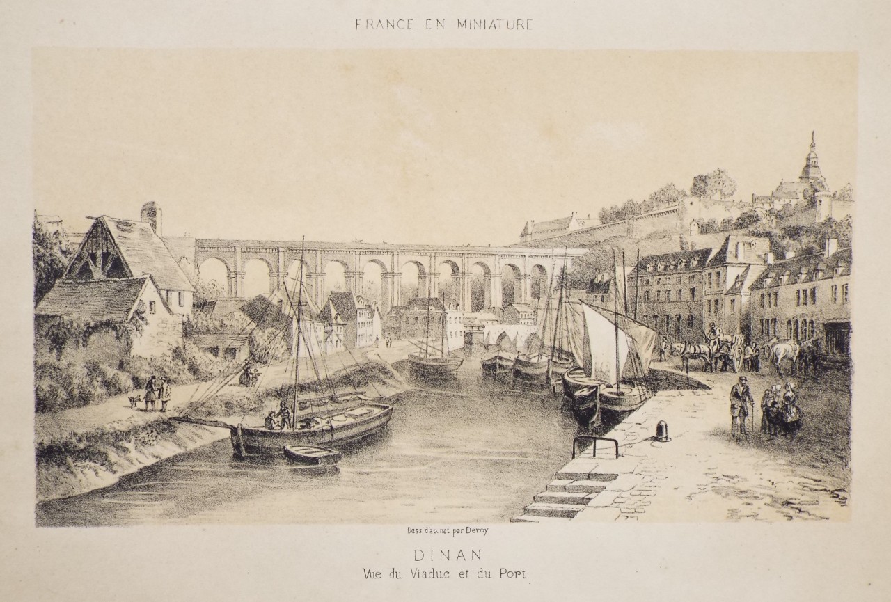 Lithograph - Dinan Vue du Viaduc et du Port - 