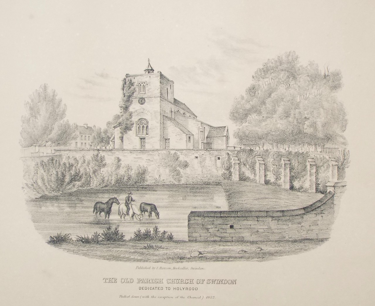 Lithograph - The Old Parish Church of Swindon Dedicated to Holyrood