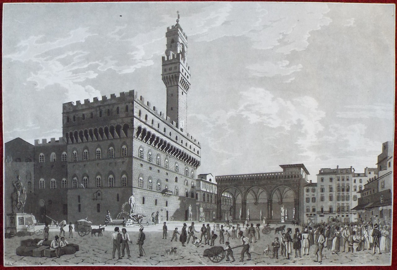 Aquatint - (Piazza della Signoria, Florence)