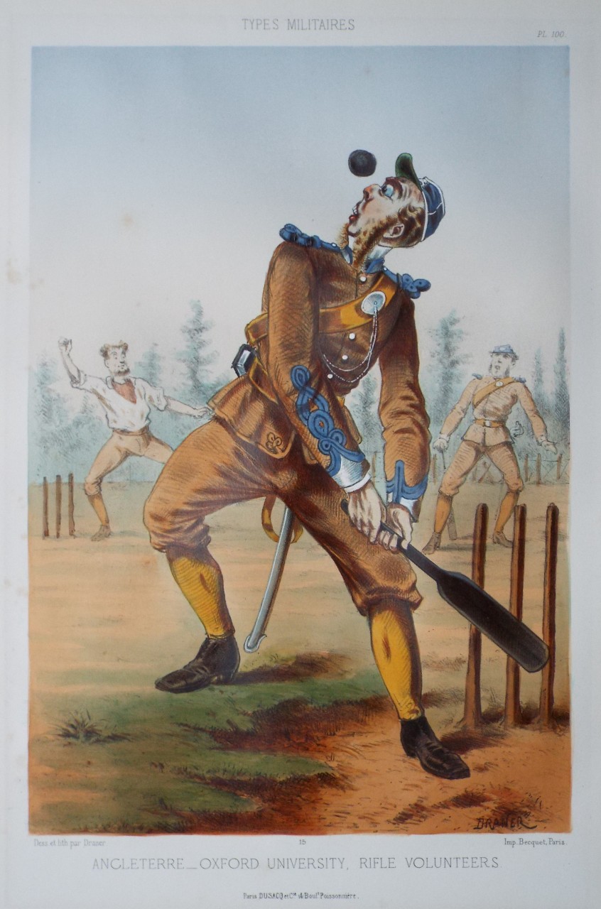 Chromo-lithograph - Types Militaires. Angleterre - Oxford University, Rifle Volunteers.  - 