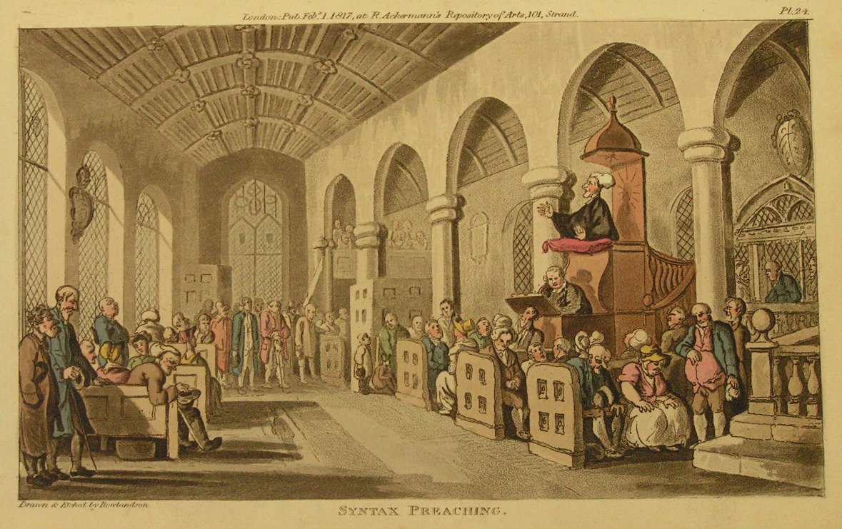 Aquatint - Syntax Preaching - Rowlandson