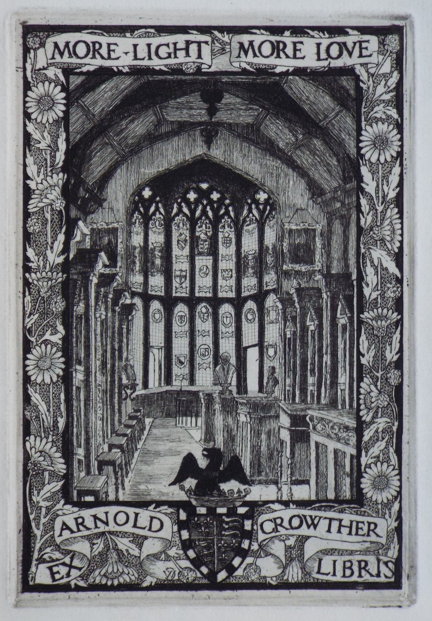Etching - More Light More Love Ex Libris Arnold Crowther